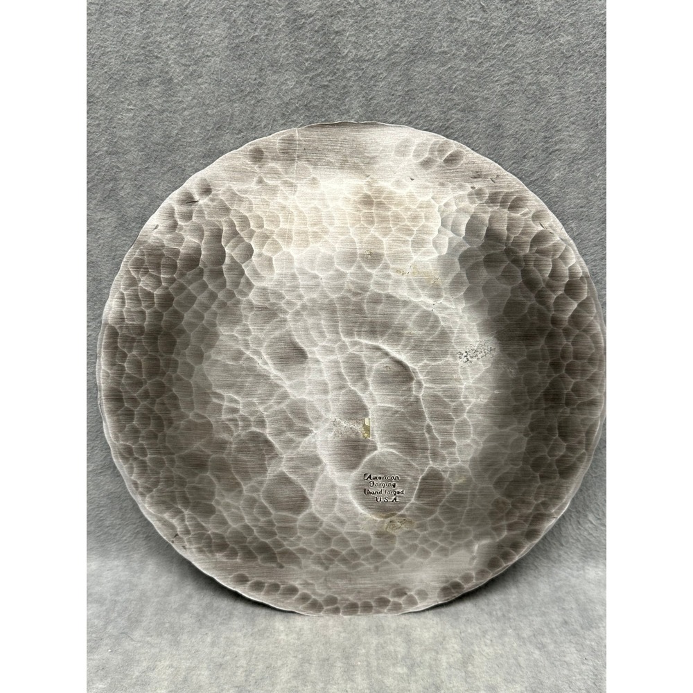 American Forging Plate Silver Hand Forged Aluminum Hammered Cornucopia Harvest - Picture 5 of 8